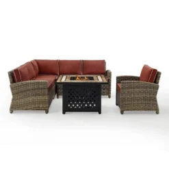 Bradenton 5pc Outdoor Wicker Seating With Fire Table - Crosley -Sunnydaze Decor Store GUEST c746adf0 eebf 4825 bdb9 1787db4e5125