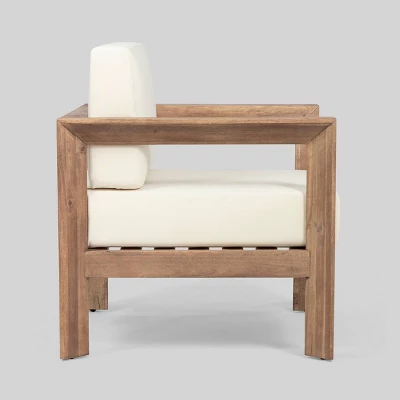 Genser 2pk Acacia Wood Club Chairs Brown/Beige - Christopher Knight Home 3 Genser 2pk Acacia Wood Club Chairs Brown/Beige - Christopher Knight Home - Image 3