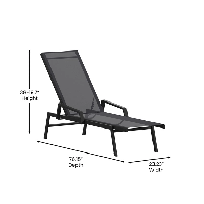 Emma And Oliver Set Of 2 Textilene Adjustable 5 Position Patio Chaise Lounge With Armrests And Metal Frame 6 Emma And Oliver Set Of 2 Textilene Adjustable 5 Position Patio Chaise Lounge With Armrests And Metal Frame - Image 6