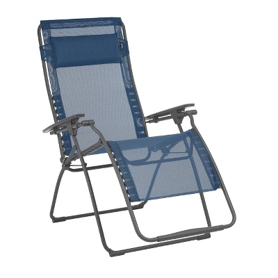Lafuma Futura XL Zero Gravity Portable Ergonomic Outdoor Patio Steel Framed Recliner Folding Lounge Chair With Headrest Cushion, Ocean Blue (2 Pack) 1 Lafuma Futura XL Zero Gravity Portable Ergonomic Outdoor Patio Steel Framed Recliner Folding Lounge Chair With Headrest Cushion, Ocean Blue (2 Pack)