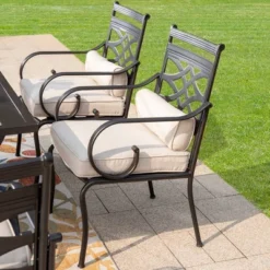 7pc Outdoor Dining Set With Chairs With Seat & Back Cushions & Metal Table With Umbrella Hole 10 7pc Outdoor Dining Set With Chairs With Seat & Back Cushions & Metal Table With Umbrella Hole -Sunnydaze Decor Store GUEST c9344daf ffcb 404e 92e2 46095323a130