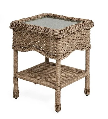 Plow & Hearth - Prospect Hill Wicker End Table With Glass Tabletop 2 Plow & Hearth - Prospect Hill Wicker End Table With Glass Tabletop - Image 2