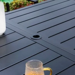 7pc Outdoor Dining Set With Sling Chairs & Metal Rectangle Table With Umbrella Hole - Captiva Designs -Sunnydaze Decor Store GUEST c996950c 0d5e 4e8d 9897 2a692a39b5ab 1