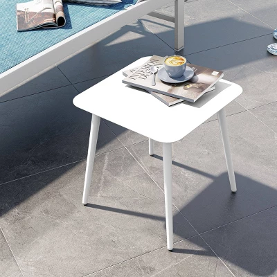 Aluminum Outdoor Square Side Table With Adjustable Feet White - Crestlive Products 1 Aluminum Outdoor Square Side Table With Adjustable Feet White - Crestlive Products