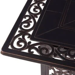 5pc Outdoor Dining Set With 42" Aluminum Square Damask Design Fire Table & Deep Seating Swivel Rocking Chairs - Oakland Living -Sunnydaze Decor Store GUEST ca21eeec 1e39 45bf a883 771b9ac53d85