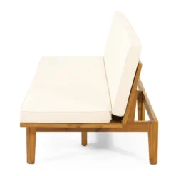 Jill Outdoor Acacia Wood Convertible Daybed With Cushions Teak/Beige - Christopher Knight Home -Sunnydaze Decor Store GUEST ca6d953d eea0 4111 89e7 389355abf09f