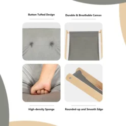 Tangkula Foldable Wood Beach Sling Chair With 3 Adjustable Positions Indoor Living Room Chaise Lounge Grey -Sunnydaze Decor Store GUEST ca9eb8bf 4dfe 4780 b21e 8073b26c100b