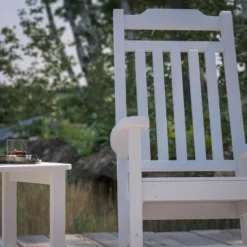 Merrick Lane Poly Resin Indoor/Outdoor Rocking Chair With Side Table -Sunnydaze Decor Store GUEST cab9c941 65e9 4a73 8a93 c87475143d17