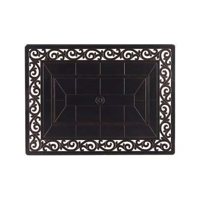 5pc Set With 48" Rectangle Outdoor Aluminum Fire Table & Four Swivel Rocking Chairs & Wind Blocker - Oakland Living 4 5pc Set With 48" Rectangle Outdoor Aluminum Fire Table & Four Swivel Rocking Chairs & Wind Blocker - Oakland Living - Image 4