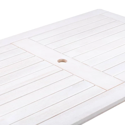 Outdoor Rectangle Dining Table - Whitewash - CorLiving 4 Outdoor Rectangle Dining Table - Whitewash - CorLiving - Image 4