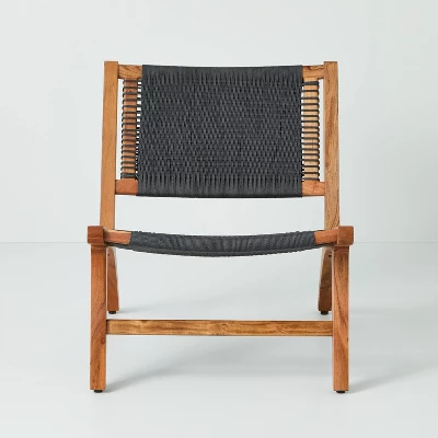 Rope Weave Indoor/Outdoor Wood Accent Chair Black/Brown - Hearth & Hand™ With Magnolia 2 Rope Weave Indoor/Outdoor Wood Accent Chair Black/Brown - Hearth & Hand™ With Magnolia - Image 2