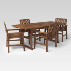 5pc Slatted Extendable Acacia Wood Patio Dining Set - Saracina Home -Sunnydaze Decor Store GUEST cc50b929 1d11 42ba bbdf 3a0193ac6925