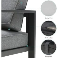 3-Seat Outdoor Patio Sofa Couch Chair Patio Aluminum 5" Thick Cushions (Grey) 9 3-Seat Outdoor Patio Sofa Couch Chair Patio Aluminum 5" Thick Cushions (Grey) -Sunnydaze Decor Store GUEST cc5c0783 49d3 4753 af31 e57a1ef1503f