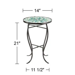 Teal Island Designs Modern Mosaic Black Round Outdoor Accent Side Table 14" Wide Aqua Blue Front Porch Patio Home House Balcony Deck Shed -Sunnydaze Decor Store GUEST cdb71b0c ec97 4a4a 9d50 756237b199d3