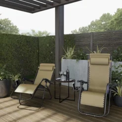 Lavish Home Zero Gravity Chairs Folding Recliners, Set Of 2, Beige -Sunnydaze Decor Store GUEST cdd69882 33ee 42a0 b0aa 6fe3ec028c75