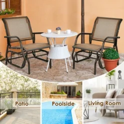 Costway 2PCS Patio Swing Glider Chair Single Rocking Chair Yard Outdoor Brown -Sunnydaze Decor Store GUEST cf690ab6 b56a 4a21 b043 4d7afbcdddd2