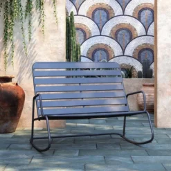 Roberta Indoor/Outdoor Rocker Loveseat - Novogratz -Sunnydaze Decor Store GUEST cfe28bfb ec30 4387 9cf3 e1b6f8eb6f8e