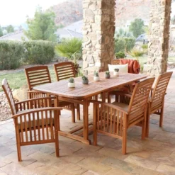 7pc Acacia Wood Patio Dining Set With Cushions - Saracina Home -Sunnydaze Decor Store GUEST d09d1abb 1c4d 4708 955d 206d7388c2d0
