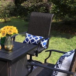 5pc Patio Dining Set With Square Steel Fire Pit With Faux Wood Tabletop & Rattan 360 Swivel Chairs - Captiva Designs 18 5pc Patio Dining Set With Square Steel Fire Pit With Faux Wood Tabletop & Rattan 360 Swivel Chairs - Captiva Designs -Sunnydaze Decor Store GUEST d2255e3b d43c 4e07 94e8 71a75ebc5377