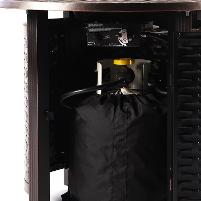 5pc Outdoor Dining Set With 34" Aluminum Round Basket Weave Design Fire Table, Deep Seating Swivel Rocking Chairs & Covers - Oakland Living 9 5pc Outdoor Dining Set With 34" Aluminum Round Basket Weave Design Fire Table, Deep Seating Swivel Rocking Chairs & Covers - Oakland Living - Image 9