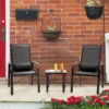 Costway 3PCS Patio Bistro Furniture Set Adjustable Back Stackable Chairs BrownBlack