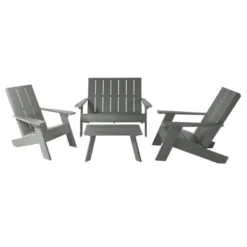 Italica 4pc Outdoor Set With Modern Adirondack Chairs, Double Wide Adirondack Chairs & Table - Highwood 18 Italica 4pc Outdoor Set With Modern Adirondack Chairs, Double Wide Adirondack Chairs & Table - Highwood -Sunnydaze Decor Store GUEST d3c5928b 07bd 43aa 986e 002b554a0c6e