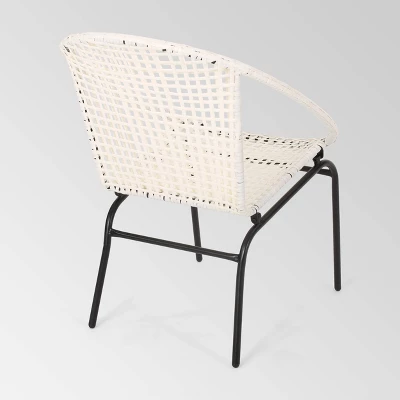 Java 3pc Faux Rattan Modern Chat Set - White - Christopher Knight Home 4 Java 3pc Faux Rattan Modern Chat Set - White - Christopher Knight Home - Image 4