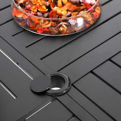 5pc Outdoor Dining Set With Round Steel Table With 1.6" Umbrella Hole & Swivel Chairs - Captiva Designs 4 5pc Outdoor Dining Set With Round Steel Table With 1.6" Umbrella Hole & Swivel Chairs - Captiva Designs - Image 4