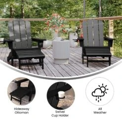 Flash Furniture Halifax HDPE Adirondack Chair With Cup Holder And Pull Out Ottoman, All-Weather HDPE Indoor/Outdoor Lounge Chair -Sunnydaze Decor Store GUEST d484f6fb 401d 4801 857e 5a7afb884526