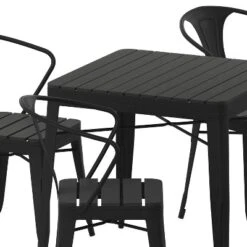 Merrick Lane Five Piece Indoor-Outdoor Dining Table And Chairs Set With 31.5" Square Table And 4 Metal Chairs In Black -Sunnydaze Decor Store GUEST d5079169 7392 43f1 bb58 1f15b26fcb75
