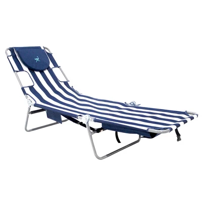 Camco Ostrich Chaise Beach Chair And Backpack Chaise Poolside Lounge Chair With 4 Adjustable Chair Positions And Carrying Straps, Navy Stripes 2 Camco Ostrich Chaise Beach Chair And Backpack Chaise Poolside Lounge Chair With 4 Adjustable Chair Positions And Carrying Straps, Navy Stripes - Image 2