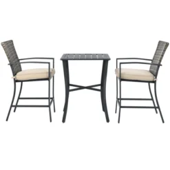 Tangkula 3-Piece Patio Rattan Furniture Set Outdoor Bistro Set Cushioned Chairs & Table Set Gray/Brown -Sunnydaze Decor Store GUEST d63f8e56 81ff 4afc 909b d4d9b33bc285