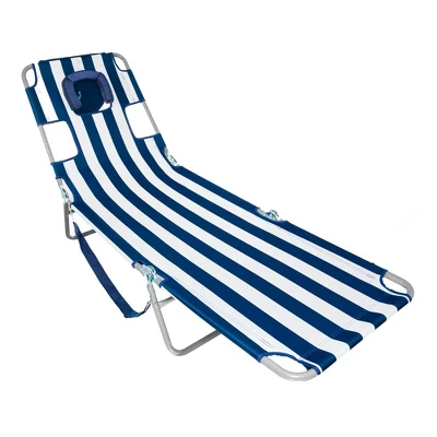 Camco Ostrich Chaise Beach Chair And Backpack Chaise Poolside Lounge Chair With 4 Adjustable Chair Positions And Carrying Straps, Navy Stripes 1 Camco Ostrich Chaise Beach Chair And Backpack Chaise Poolside Lounge Chair With 4 Adjustable Chair Positions And Carrying Straps, Navy Stripes