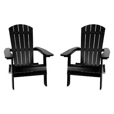 Merrick Lane Set Of 2 Poly Resin Folding Adirondack Lounge Chair - All-Weather Indoor/Outdoor Patio Chair 16 Merrick Lane Set Of 2 Poly Resin Folding Adirondack Lounge Chair - All-Weather Indoor/Outdoor Patio Chair - Image 16