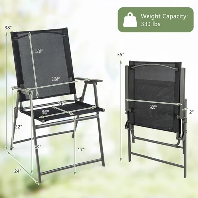 Costway 2pcs Patio Folding Portable Dining Chairs Metal Frame Armrests Garden Outdoor 2 Costway 2pcs Patio Folding Portable Dining Chairs Metal Frame Armrests Garden Outdoor - Image 2