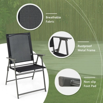 Costway 2pcs Patio Folding Portable Dining Chairs Metal Frame Armrests Garden Outdoor 8 Costway 2pcs Patio Folding Portable Dining Chairs Metal Frame Armrests Garden Outdoor - Image 8