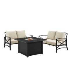 Kaplan 3pc Outdoor Conversation Set With Fire Table & 2 Loveseats - Oatmeal - Crosley 20 Kaplan 3pc Outdoor Conversation Set With Fire Table & 2 Loveseats - Oatmeal - Crosley -Sunnydaze Decor Store GUEST d7e27367 a87c 40d7 af50 a80597fbee9d