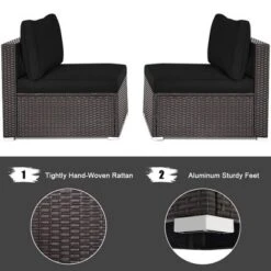 Tangkula 2PCS Patio Sectional Armless Sofas Outdoor Rattan Furniture Set W/ Cushions Black -Sunnydaze Decor Store GUEST d898e1c2 33a8 4142 a49c a9cc9c5107b1