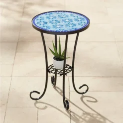 Teal Island Designs Coastal Black Round Outdoor Accent Side Tables 14" Wide Set Of 2 Blue Stars Mosaic Tabletop Front Porch Patio Home House -Sunnydaze Decor Store GUEST d89f5925 068c 4b9e 9ce9 2e6c16b5a7f1