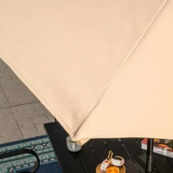 8pc Outdoor Dining Set With Metal Slat Top Table With Umbrella Hole & Swivel Chairs - Gray/Beige - Captiva Designs -Sunnydaze Decor Store GUEST d8a33ea7 8797 477b 9298 4b44e452876c