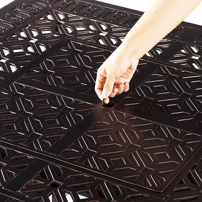 5pc Outdoor Dining Set With 42" Aluminum Square Medallion Design Fire Table & Deep Seating Swivel Rocking Chairs - Oakland Living 6 5pc Outdoor Dining Set With 42" Aluminum Square Medallion Design Fire Table & Deep Seating Swivel Rocking Chairs - Oakland Living - Image 6