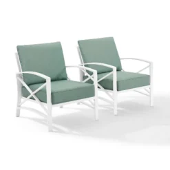 2pk Kaplan Outdoor Steel Arm Chairs Mist/White - Crosley -Sunnydaze Decor Store GUEST d9cf9b79 447d 4b81 99ba 6f755782e91f