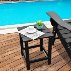 Costway Patio 15" End Side Coffee Table Square Wooden Slat Garden Deck WhiteBlackGray -Sunnydaze Decor Store GUEST da372f64 1c89 464a a39c c9186aceaa69