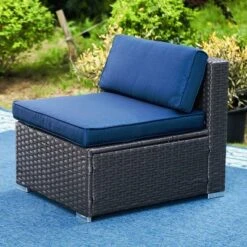 4pc Patio Wicker Sectional Set - Navy - Captiva Designs -Sunnydaze Decor Store GUEST da8a4665 87a5 40c3 bd0e 9e370b4f1296