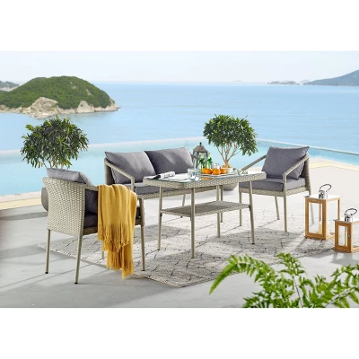 42" X 26" All-Weather Wicker Windham Outdoor Cocktail Table Gray - Alaterre Furniture 7 42" X 26" All-Weather Wicker Windham Outdoor Cocktail Table Gray - Alaterre Furniture - Image 7