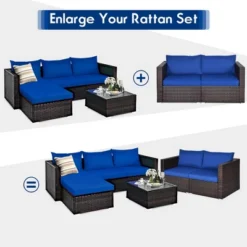 Costway 4PCS Patio Rattan Corner Sofa Sectional Furniture SetBlueBeigeNavy Cushion 19 Costway 4PCS Patio Rattan Corner Sofa Sectional Furniture SetBlueBeigeNavy Cushion -Sunnydaze Decor Store GUEST dc491373 203d 4282 b258 a7dea965f719