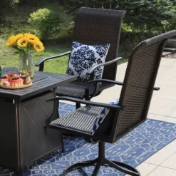 5pc Patio Dining Set With Square Steel Fire Pit With Faux Wood Tabletop & Rattan 360 Swivel Chairs - Captiva Designs 17 5pc Patio Dining Set With Square Steel Fire Pit With Faux Wood Tabletop & Rattan 360 Swivel Chairs - Captiva Designs -Sunnydaze Decor Store GUEST dd258260 a9a0 47f7 a9a2 2c9cbd1ba589