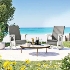 Suncast Outdoor Lightweight Portable Rocking Chair With 7 Gallon In-Seat Storage, Porch, Patio, Deck Furniture, 375 Pound Capacity, Dove Gray (2 Pack) -Sunnydaze Decor Store GUEST de036bfd 4a15 4e13 92e8 f4866856fe44