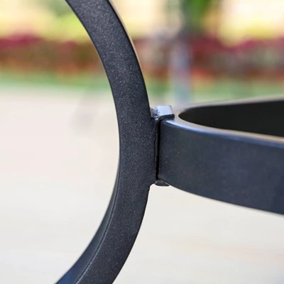 5pc Outdoor Dining Set With Swivel Chairs With Seat & Back Cushions & Square Metal Table With Umbrella Hole - Captiva Designs 5 5pc Outdoor Dining Set With Swivel Chairs With Seat & Back Cushions & Square Metal Table With Umbrella Hole - Captiva Designs - Image 5