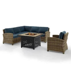 Bradenton 5pc Outdoor Wicker Seating With Fire Table - Crosley -Sunnydaze Decor Store GUEST de6902b6 98d9 41c8 8be3 e440116f8a2c